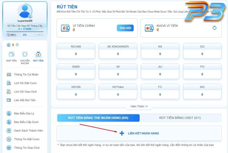 Hướng dẫn rút tiền P3 nhanh gọn & an toàn trong 3 phút 2 Bạn cần thêm thông tin STK ngân hàng mới có thể rút tiền